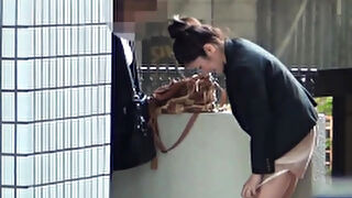 Urinating asian bombshell discards huff and puff